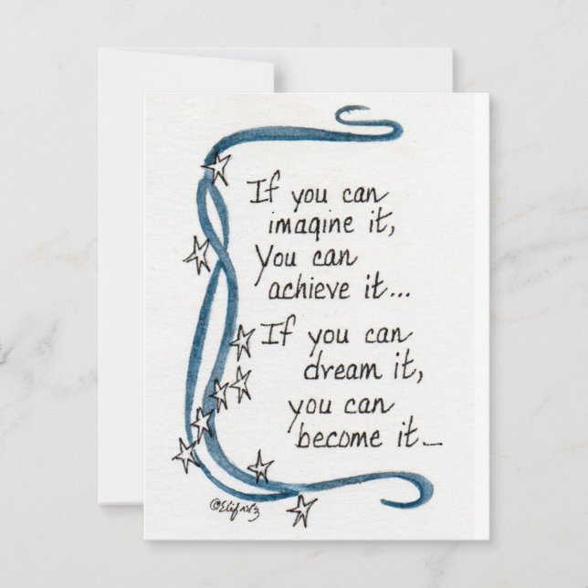 Tarjeta Pequeña Si se imagina... diciendo dibujo de color. (Anverso)