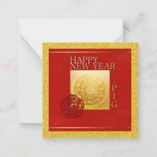 Tarjeta Pequeña Signo Zodiacal Cerdo Recorte de papel Año Chino 20