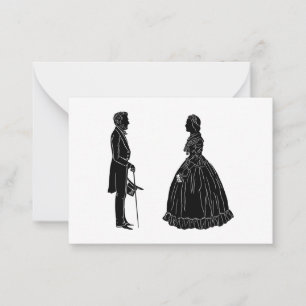 Tarjeta Pequeña silueta de abraham lincoln mary todd lincoln