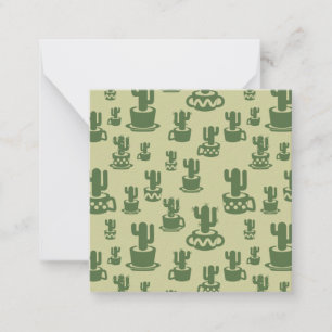 Tarjeta Pequeña Silueta de cactus suculenta en tazas y macetas