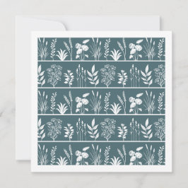 Tarjeta Pequeña Silueta de franja minimalista de planta verde oscu