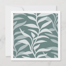 Tarjeta Pequeña Silueta de planta elegante en azul ahumado fluido