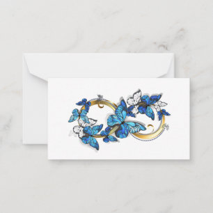 Tarjeta Pequeña Símbolo infinito de mariposas Morpho azules