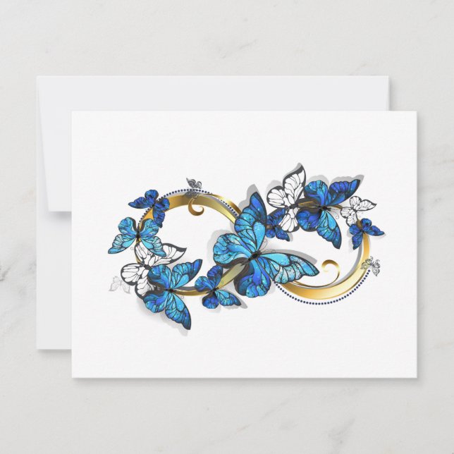 Tarjeta Pequeña Símbolo infinito de mariposas Morpho azules (Anverso)