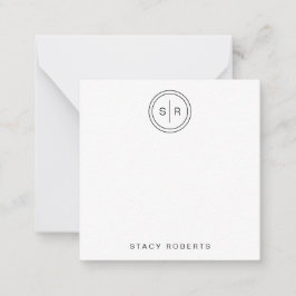 Tarjeta Pequeña Simple 2 Circulo inicial cuadrado monogramado