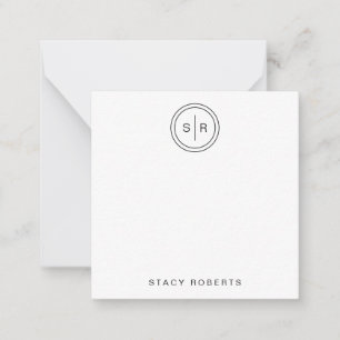 Tarjeta Pequeña Simple 2 Circulo inicial cuadrado monogramado