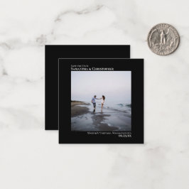 Tarjeta Pequeña Simple Boda Negra Guardar la foto pequeña