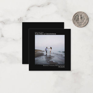 Tarjeta Pequeña Simple Boda Negra Guardar la foto pequeña