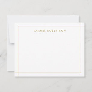 Tarjeta Pequeña Simple Border Corner Square Tan Gold Note Card