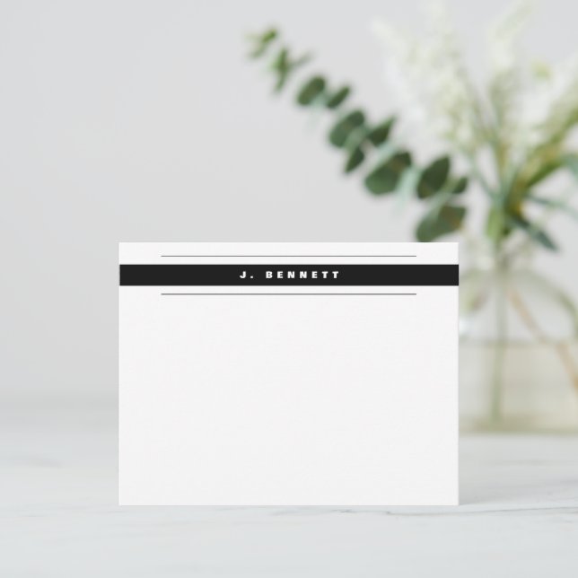 Tarjeta Pequeña Simple Business Profesional Black White Border (Anverso de pie)