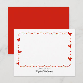 Tarjeta Pequeña Simple Candy Red Wavy Border Heart Stationery