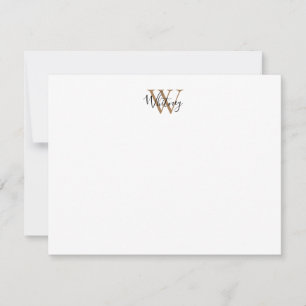 Tarjeta Pequeña Simple Chic Negro Oro Monograma Nombre en letra cu