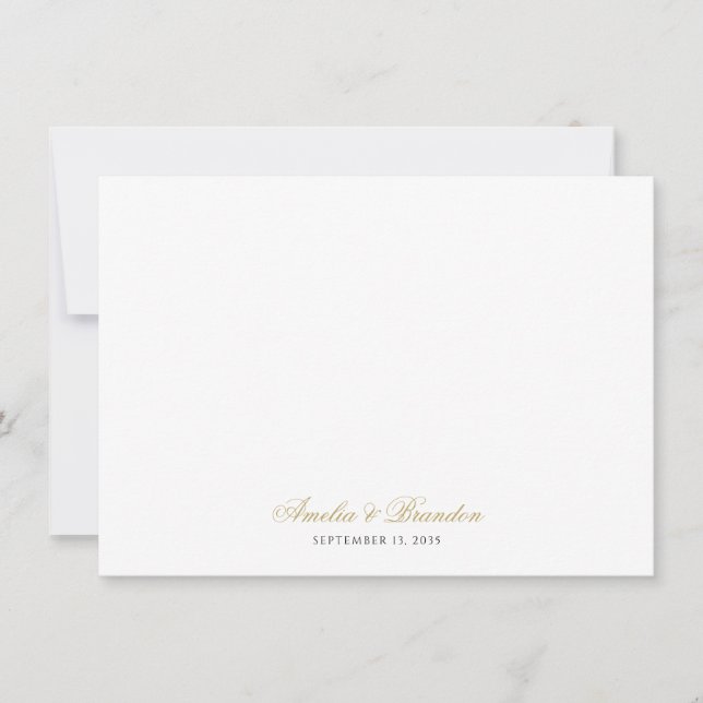 Tarjeta Pequeña Simple Classic Gold Calligraphy Script Gracias (Anverso)