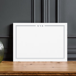 Tarjeta Pequeña Simple Classic Navy Blue 3-Initial Monogram