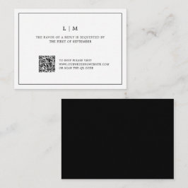 Tarjeta Pequeña Simple código QR blanco y negro matrimonio presupu