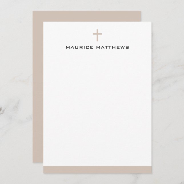 Tarjeta Pequeña Simple cross name light mocha brown border flat (Anverso / Reverso)