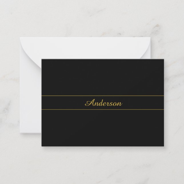 Tarjeta Pequeña Simple Customizable Gold & Black Text Design  (Anverso)