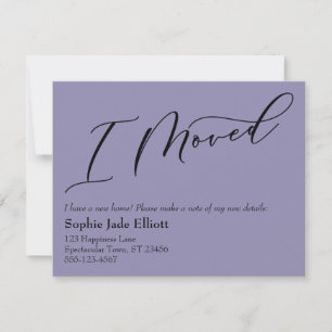 Tarjeta Pequeña Simple Dusty Purple I Moved New Address Card