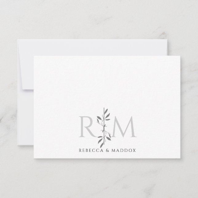 Tarjeta Pequeña Simple Elegant Botanical Monogram Rustic Couple (Anverso)