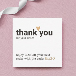 Tarjeta Pequeña Simple Elegante Gracias por su orden Cupón