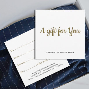 Tarjeta Pequeña Simple Elegante Limpio Blanco Regalo Falso Dorado