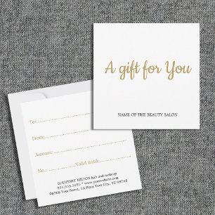 Tarjeta Pequeña Simple Elegante Limpio Regalo Falso Dorado