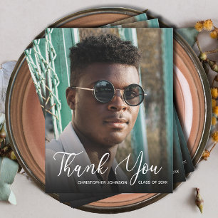Tarjeta Pequeña Simple Foto Agradecimiento de Graduación