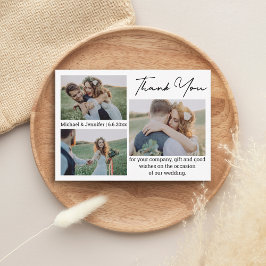 Tarjeta Pequeña simple gracias 3 boda de fotos