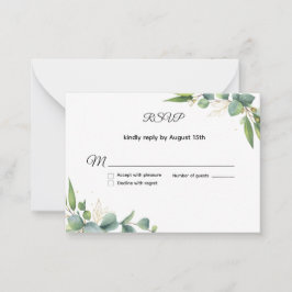 Tarjeta Pequeña Simple Greenery Eucalyptus Wedding RSVP Card