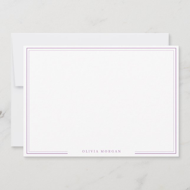 Tarjeta Pequeña Simple Lavender Border Name Stationery Note Card (Anverso)