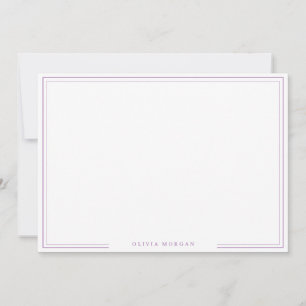 Tarjeta Pequeña Simple Lavender Border Name Stationery Note Card