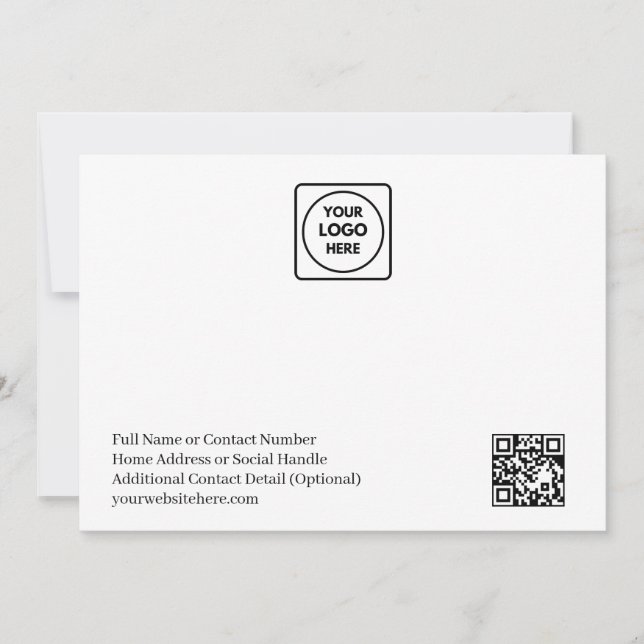 Tarjeta Pequeña Simple Logo QR Code Business Note Card (Anverso)