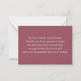 Tarjeta Pequeña Simple Maroon Personalizado Boda Gracias