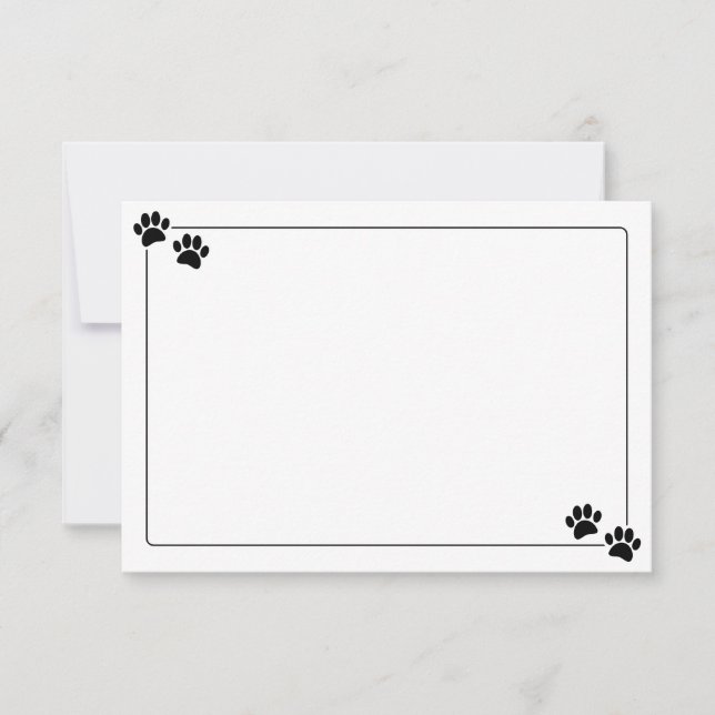 Tarjeta Pequeña Simple Minimalist Blank Bodered Dog Paw Prints (Anverso)