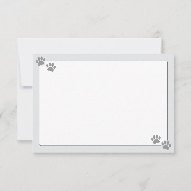 Tarjeta Pequeña Simple Minimalist Blank Bordered Dog Paw Prints (Anverso)