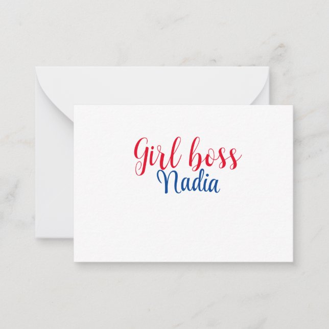 Tarjeta Pequeña simple mínimo jefe de chica agregar nombre error d (Anverso)