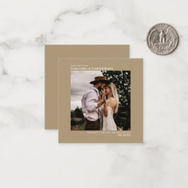 Tarjeta Pequeña Simple Mocha Tan Wedding Save the Date Photo