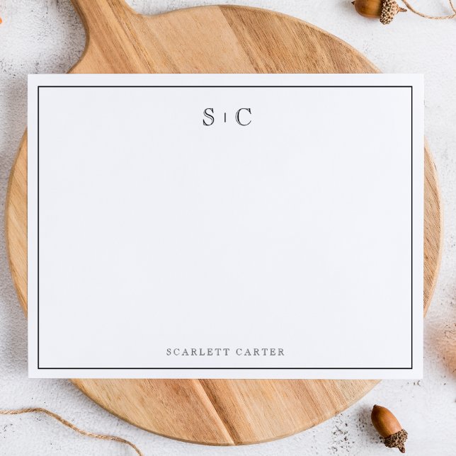 Tarjeta Pequeña Simple Modern Initials Border Stationery Note Card (Subido por el creador)