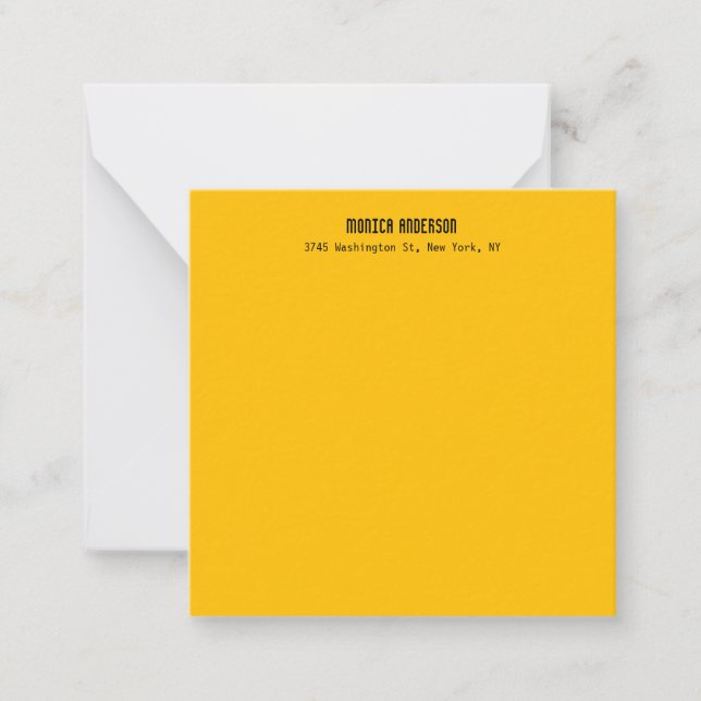 Tarjeta Pequeña Simple Modern Plain Professional Amber Yellow (Anverso)