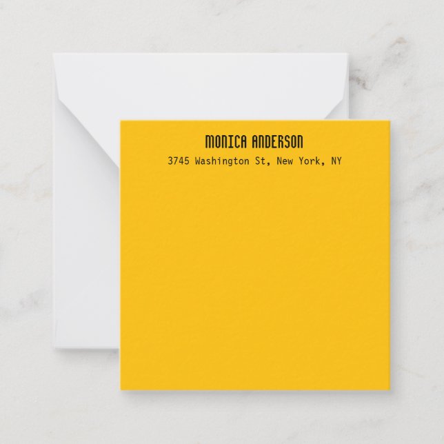 Tarjeta Pequeña Simple Modern Plain Professional Amber Yellow (Anverso)