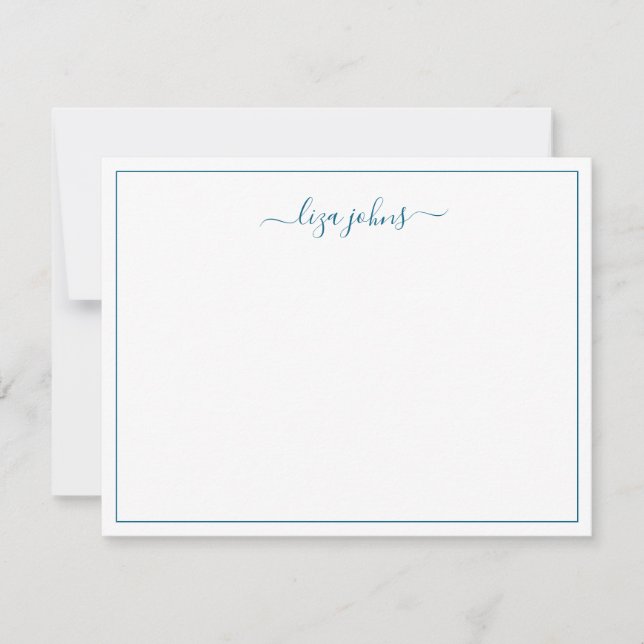 Tarjeta Pequeña Simple Moderno Azul Escritura Profesional  (Anverso)