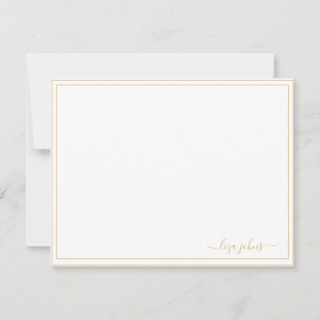 Tarjeta Pequeña Simple Moderno Guión Dorado Profesional  (Anverso)