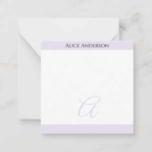 Tarjeta Pequeña Simple Monograma Mini Pastel Chic Lavanda Ligero