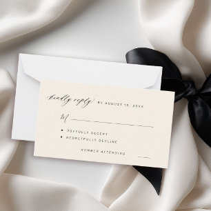Tarjeta Pequeña Simple negro y marfil responder amablemente RSVP d