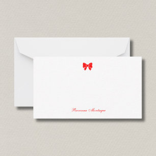 Tarjeta Pequeña Simple Nombre Manuscrito Arco Chic Rojo Neón