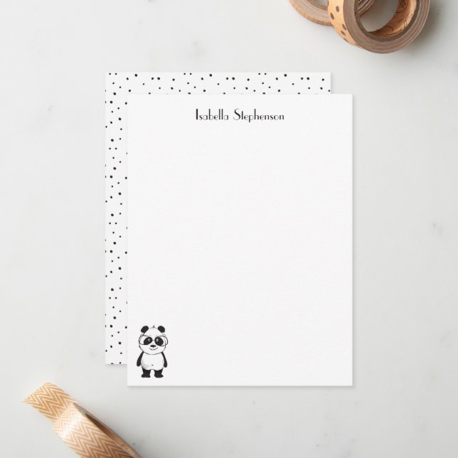 Tarjeta Pequeña Simple Panda Blanco Negro Personalizado (Anverso/Reverso In Situ)
