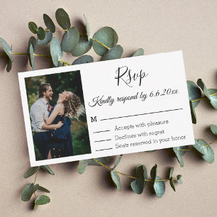 Tarjeta Pequeña simple pareja minimalista foto boda rsvp