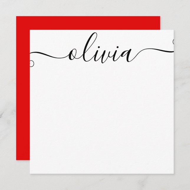 Tarjeta Pequeña Simple Personalized Signature Script Red Note Card (Anverso / Reverso)