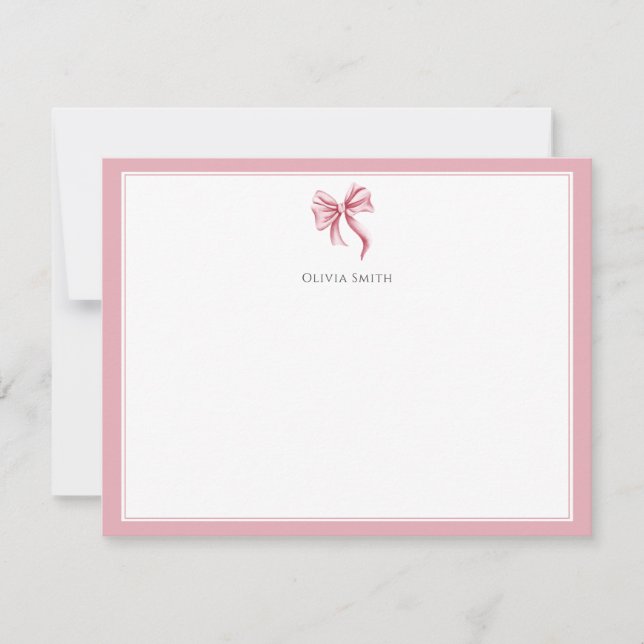 Tarjeta Pequeña Simple Pink Bow Coquette Personalized (Anverso)