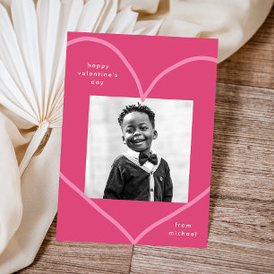 Tarjeta Pequeña Simple Pink Heart Classroom Valentine's Day Card